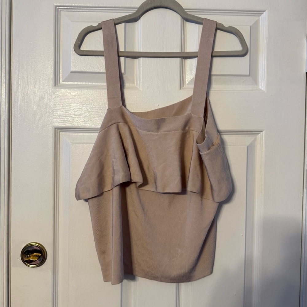 Express Ruffle-Front Tank Top in Mauve